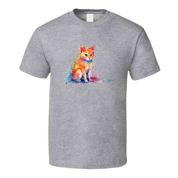 Alluring Painted Cat Tee Colorful Orange Kitty Lover Tshirt Feline Novelty T Shirt