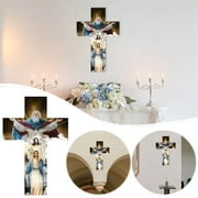 Wall Cross, Hand-Carfted Catholic Crucifix,Wooden Religious Cross ,Wall Hanging Art Rustic Decor Wall Cross for Home Garden Living Room Bedroom