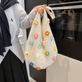 thumbnail image 1 of Bolso de hombro de punto con flores para mujer, bolso tote de moda, bolso hobo ligero y elegante, 1 of 9