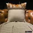 thumbnail image 2 of The HomeCentric Pillow Case Zipper, Decorative Beige Pack of 2, 14x14 inch (35x35 cm) Throw Pillows For Couch, Linen Feathers & Beads Cushion Cover, Animal Print Modern Style Easter - Falling Feathers, 2 of 10