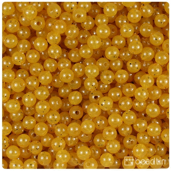 BeadTin Amber Transparent 6mm Round Craft Beads (500pcs)