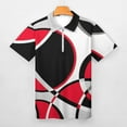 thumbnail image 3 of Red Grey Black Geometric Art Modern Abstract Men Zipper T-shirt Summer Casual Short Sleeve T-shirt Top, 3 of 7
