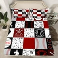 thumbnail image 2 of Manfei Teens Baseball Player Queen Sheet Sets, Square Plaid Flat Sheet, Cartoon Sport Theme Queen Fitted Sheet, Luxury Bedroom Decor, 4 Pieces, 2 of 7