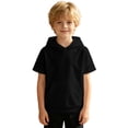 thumbnail image 2 of WOYY Boys Short Sleeve Hoodie Kids Casual Athletic Pullover Lightweight Sweatshirt, Black, Size 4-14, 2 of 4