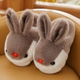 thumbnail image 2 of Children's Winter Rabbit Boys/Girls' Warm Non Slip Home Plush Slippers Coffee qILAKOG Size 32, 2 of 4