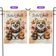 thumbnail image 2 of Hello Fall Corgi Scarf Welcome Autumn with Leaves Pumpkins Garden Flag 12x18in Double Sided Welsh Corgi Dog Lover Gifts Idea Outdoor Decor - 00011, 2 of 5