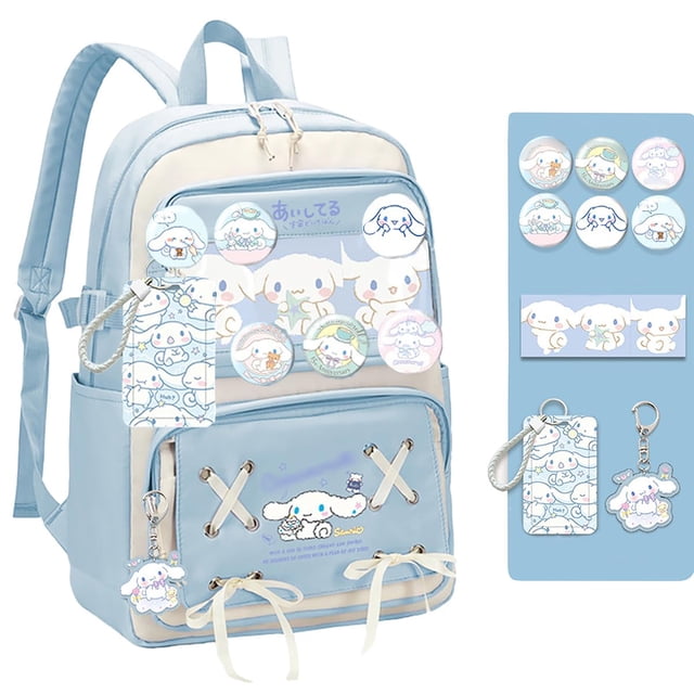 Mochila escolar ALORVE con bonitos dibujos animados de anime para niños (azul)