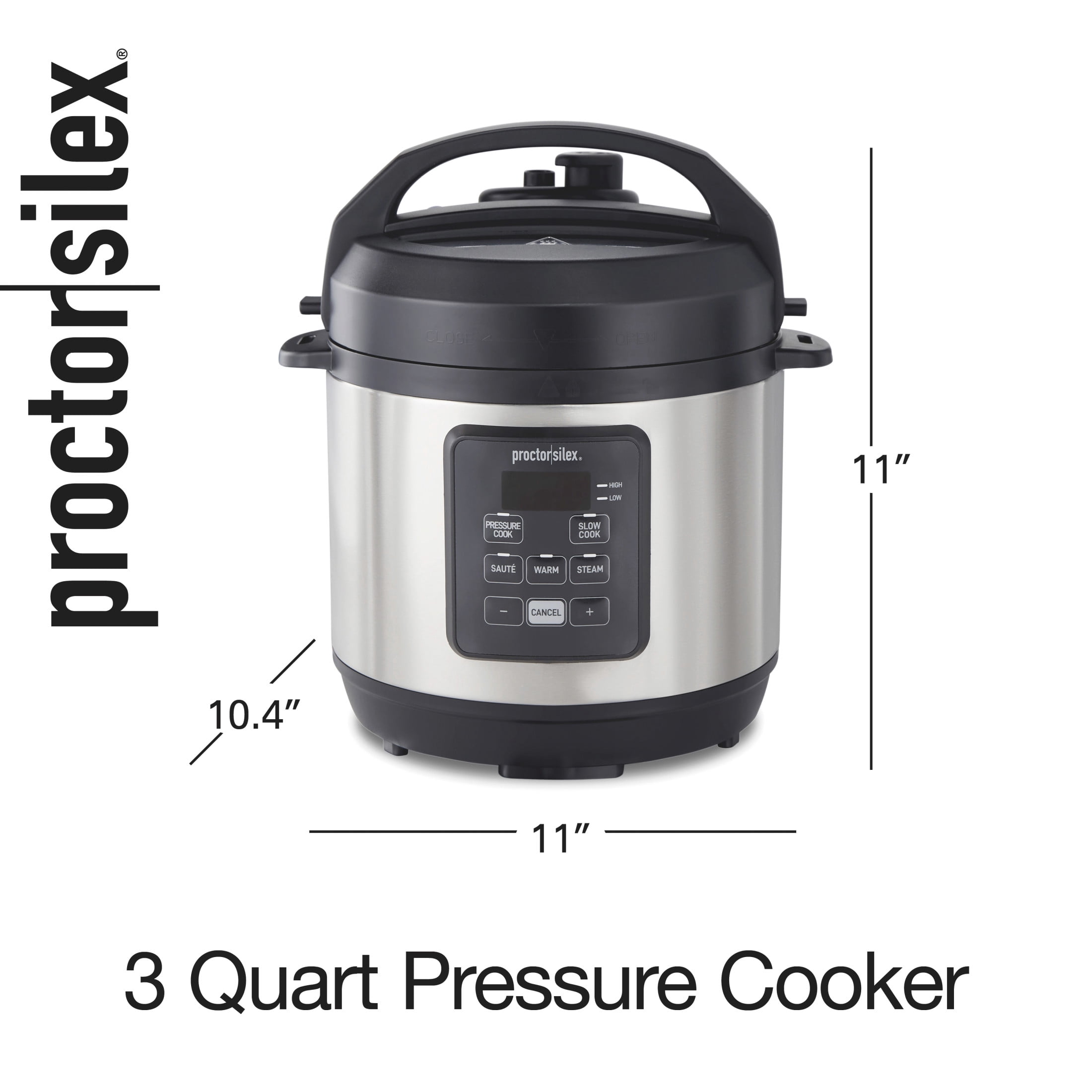 Proctor Silex 3 Quart Simplicity Pressure Cooker, Multi-Cooker, Slow Cooker, Steamer, Sauté, Rice Cooker, True Slow Technology, 34503