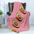 thumbnail image 4 of Natural Color Soft Flannel Fleece Throw Blanket, Fruit Art Line of Halved Fresh Avocados, Cozy Plush for Indoor and Outdoor Use, 50" x 70", Pink Multicolor, by Ambesonne, 4 of 5