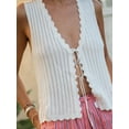 thumbnail image 5 of FEORJGP Women Summer Knitted Tank Tops Ladies V-Neck Basic Vests Casual Sleeveless Waistcoats Loose Comfy Tie Front Shirt Fashion Knitwear Tops Summer Streetwear for Daily Vacation Beachwear, 5 of 7