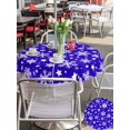 thumbnail image 4 of Outdoor Tablecloth with Umbrella Hole and Zipper, Christmas Snowflakes Round Table Cloth 54 Inch Waterproof Tablecloth, Xmas Winter Watercolor Blue Picnic Table Cover for Patio Camping, 4 of 7