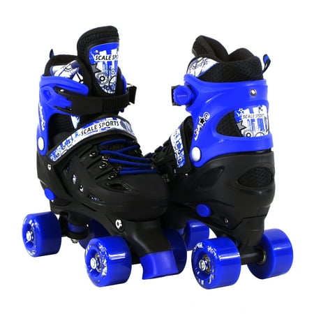 Adjustable Blue Quad Roller Skates For Kids Medium
