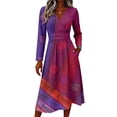 thumbnail image 2 of Women's Summer Maxi Dress V Neck Long Sleeve a Line Dresses Elegant Formal Floral a Line Dress, 2 of 4