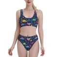 thumbnail image 2 of Picia Dinosaur Flowers Women's High Waisted Bikini Scoop Neck Swimsuit Two Pieces Bathing Suit-, 2 of 8