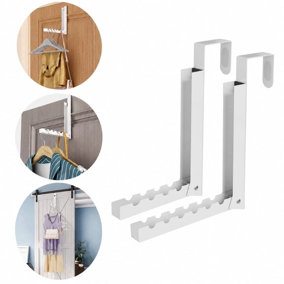 Over the Door Folding Clothes Drying Rack, 2 Pack White, Collapsible Hanging Clothes Hanger Hooks, Space Saver for Small Spaces