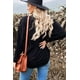 thumbnail image 1 of ABPHQTO Camisa de mujer de pana negra con bolsillo con botones, 1 of 5