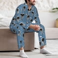 thumbnail image 7 of Salouo Cute Cartoon Astronaut Print Button-Front Long Sleeve Pajama Set for Men, Soft 2Pjs Men's Long Sleeve Sleepwear-X-Large, 7 of 7