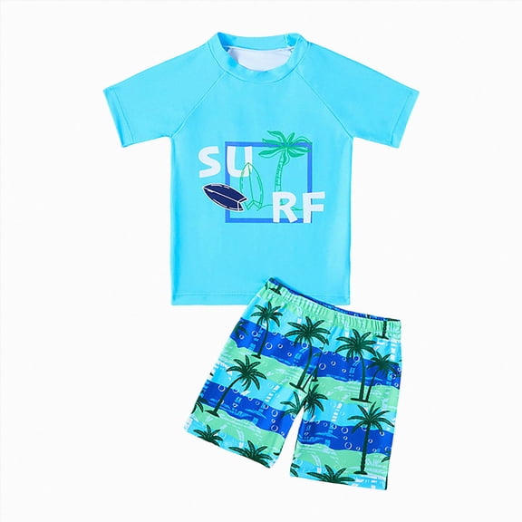 dmqupv Toddler Swim Suit Boy Baby Toddler Boys Bathing Suit Infant Swimsuit Boy Rash Guards Two Piece Swimwear Light Blue,4-5 Years