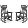 DYCANPO Outdoor Rocking Chairs Set of 2, Porch Rockers for Adults,Dark
