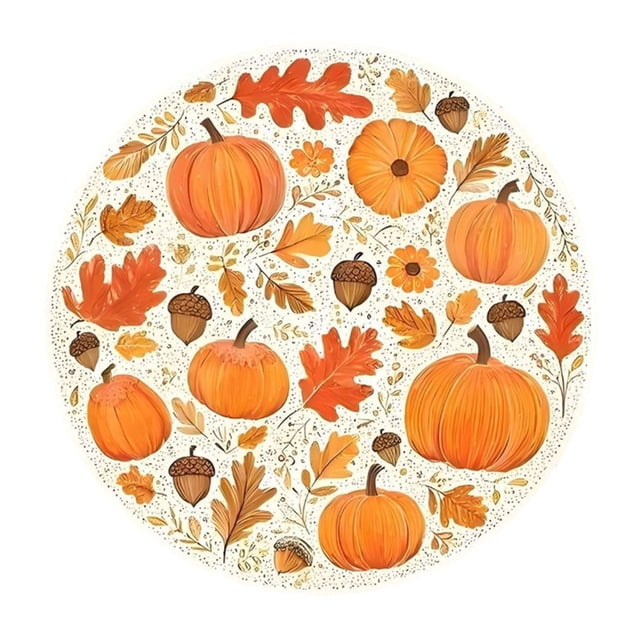 Fasiaou Napperons d'Automne Décorations de Table de l'Action de Grâce d'Automne Intérieur Ferme Citrouilles de Récolte Napperons Ronds pour Fête Cuisine Salle à Manger(D)
