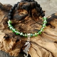 thumbnail image 2 of Besheek Green and Black Lava Bead Silvertone Sea Horse Stretch Anklet, 2 of 5
