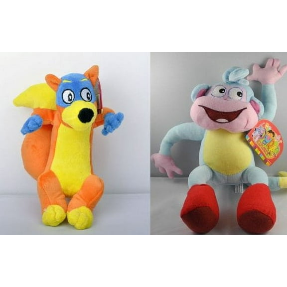 Dora the Explorer Plush Set Featuring 8" Swiper the Fox Doll and 9" Boots the Monkey Doll