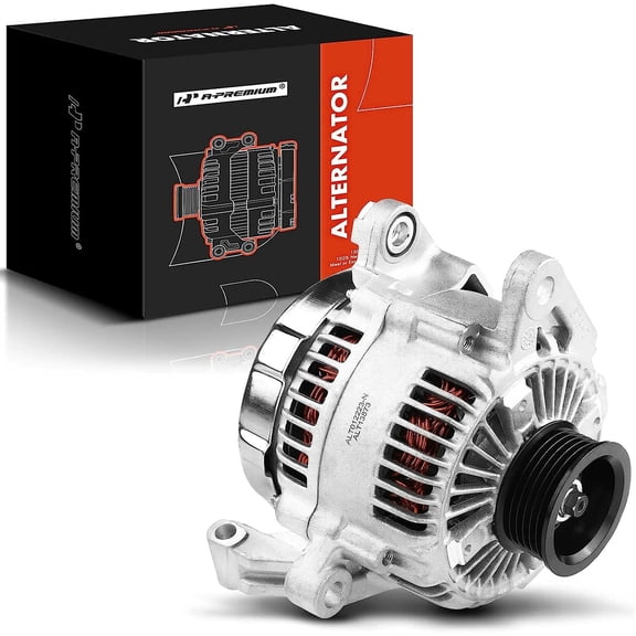 A-Premium Alternator Compatible with Jeep Grand Cherokee 2001-2003, Liberty 2003-2006 & Dodge Dakota 2001-2006 & Mitsubishi Raider 2006, 4.7L 3.7L, 136Amp 12Volt CW 6-Groove Clutch Pulley