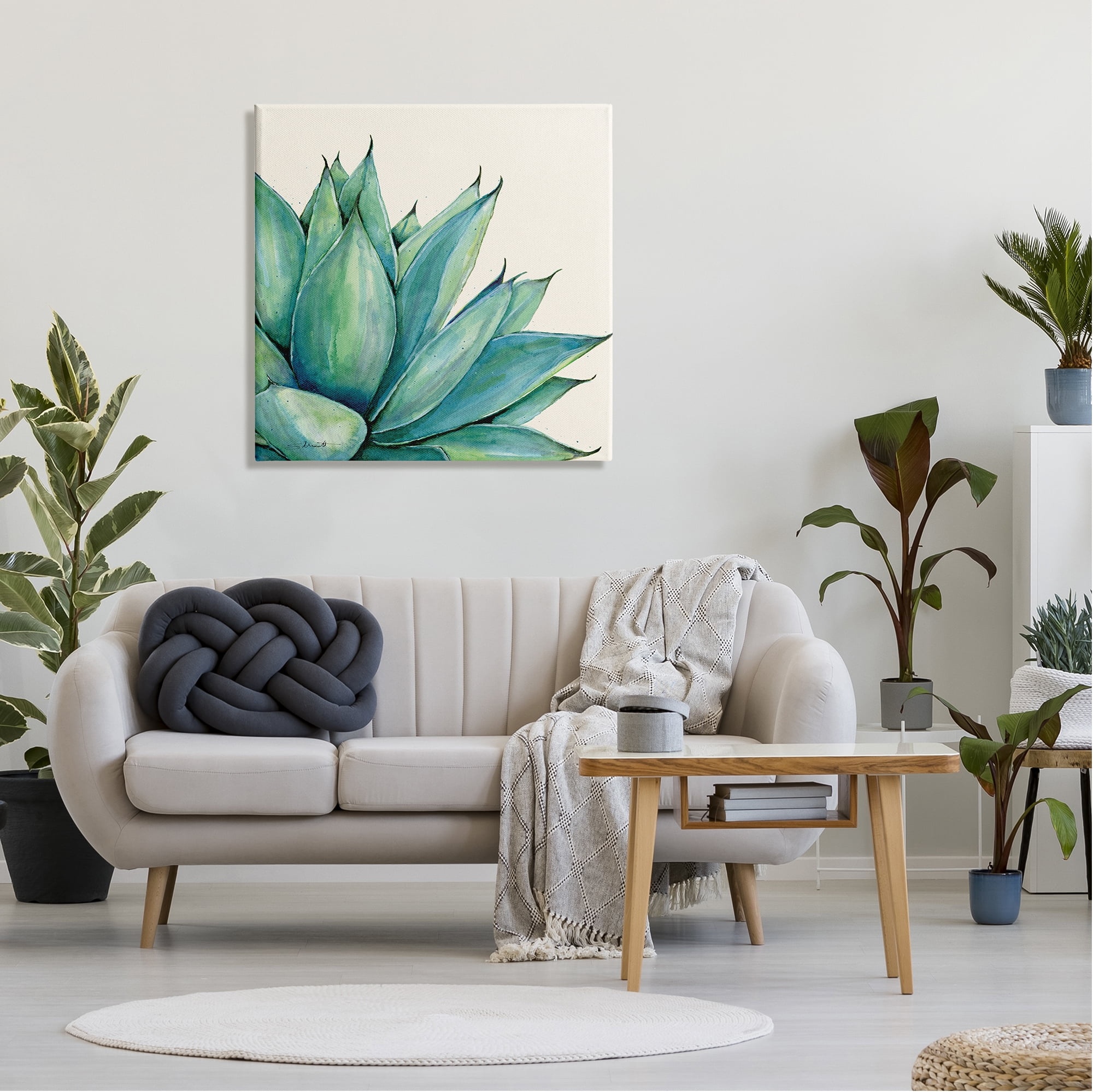 Stupell Aloe Plant Watercolor Style Leaves Botanical & Floral Painting Gallery Wrapped Canvas Print Wall Art