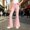Light Pink, variant on Dpytoraw Girls Comfortable Flare Leg Pants Soft Elastic Waist Easy Care Everyday Trousers Beige Size 5-6 Years