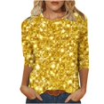 thumbnail image 2 of Fiudx Ofertas Flash Del Día Solo En Línea Blusa Holgada con Cuello Redondo Retro y Manga Tres Cuartos a La Moda para Mujer, 2 of 5