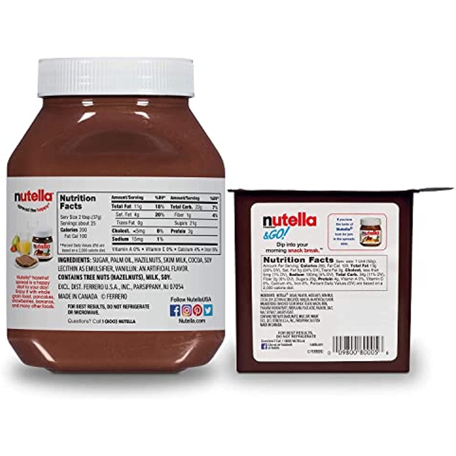 Buy Nutella And Nutella And Go Bundle, 4 Count Chocolate Hazelnut Spread Snack Packs With