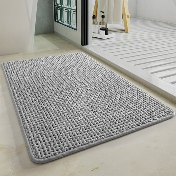 Alfombra de baño suave y absorbente | Alfombra antideslizante de poliéster para salón y pasillo | 80 x 50 cm, gris, azul, beige, negro y blanco | 1 unidad