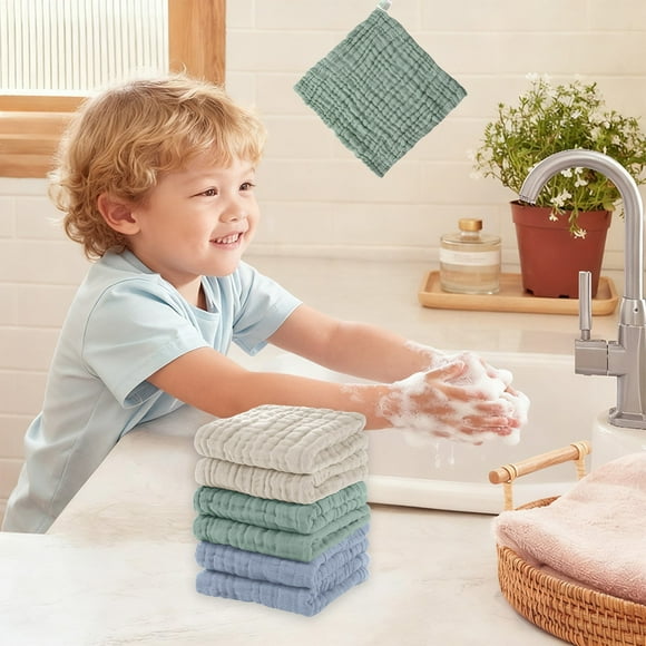 Paquete de 6 toallas faciales de algodón | 30 x 30 cm, suaves y absorbentes, para viajes y uso doméstico | Set multicolor