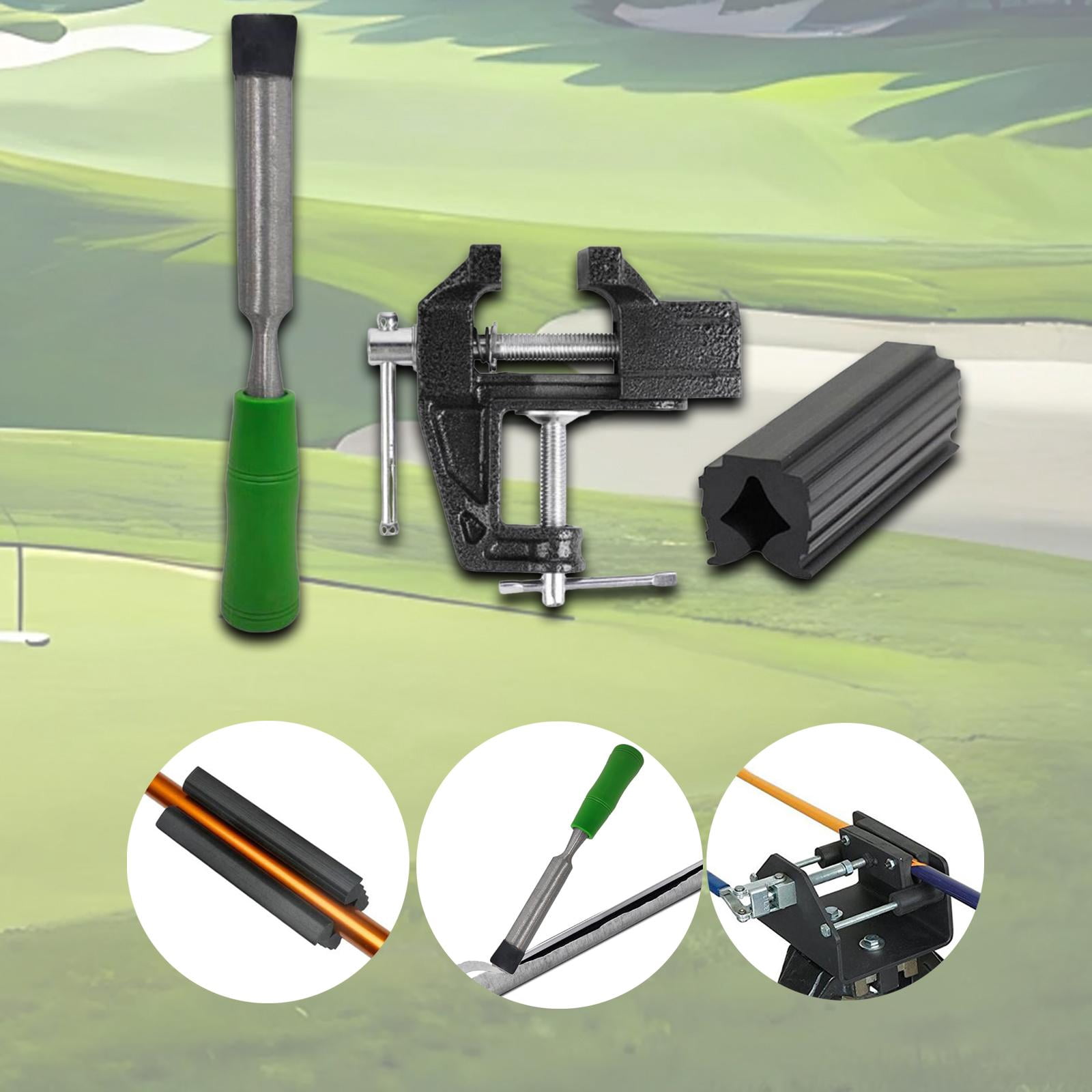 funtasica 3 Pieces Golf Grip Kits Grip Tape Remover Repair Tool Professional Table Vise Accessories Easy to Use Bench Vise Rubber Clamp Green