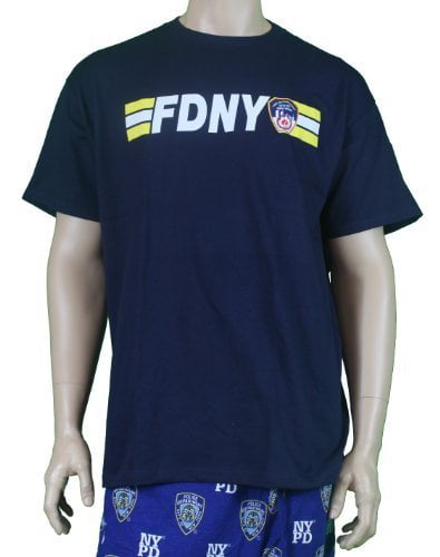 NYC FACTORY FDNY Long Sleeve Officially Licensed Keep Back 200 Feet T-Shirt navy