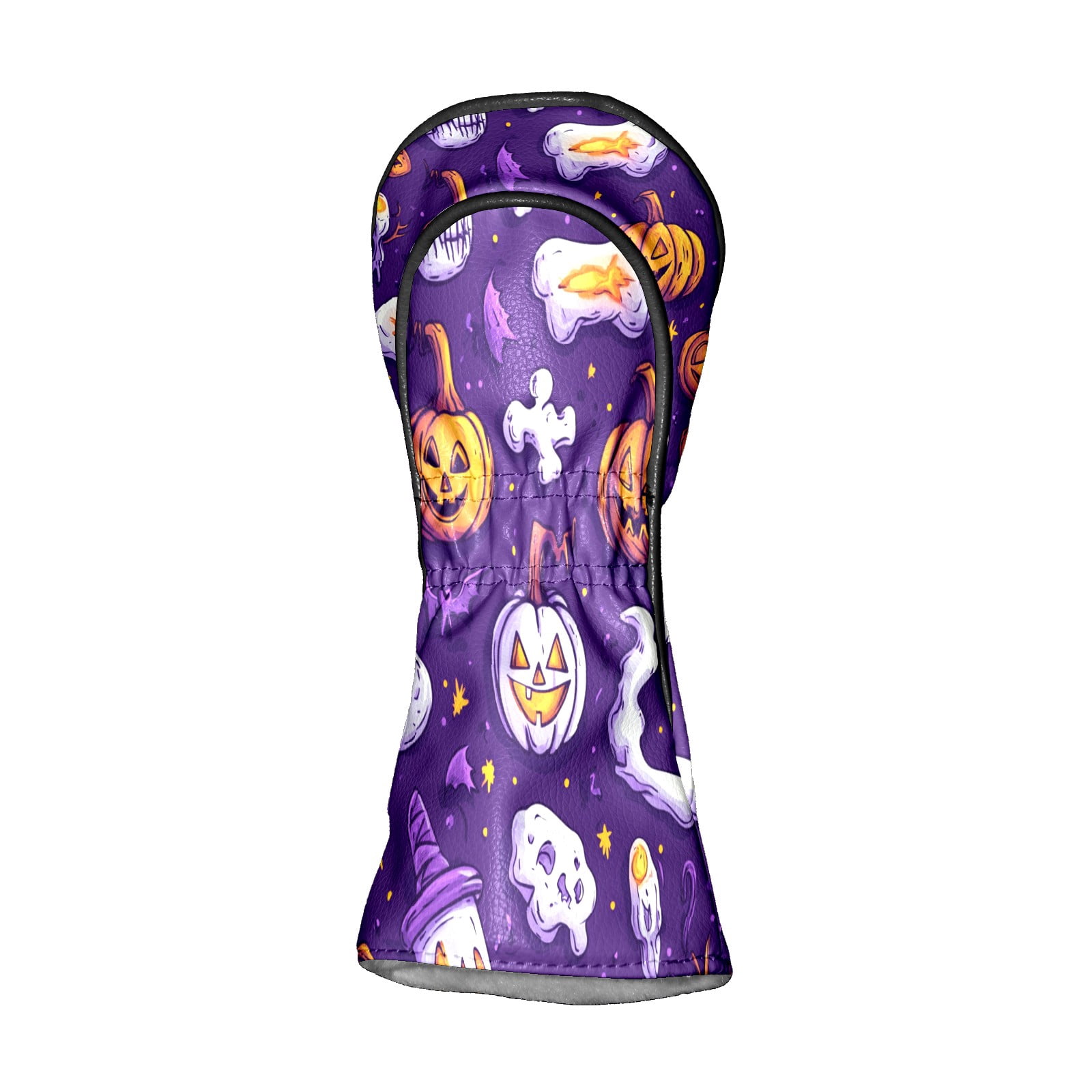 Golf Club Covers PU Leather Waterproof Head Covers for Fairway Woods Hybrids Halloween Cartoon Style