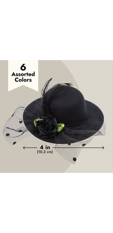 AUEAR 12 Pack Mini Hat Hair Clip With Faux Feather - 6 Colors Fashion Shining Hat Hair Clip For Decoration Style A 12 Count Pack Of 1 Style A