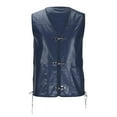 thumbnail image 3 of Gilet Sans Manches en Cuir Uni pour Homme à Col en V avec Poches, 3 of 5