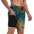 thumbnail image 2 of Naloa Sunflower Castle Starry Sky Print Men Swim Trunks with Compression Liner ,Board Shorts,Men's Swim Shorts with Drawstring and Elastic Waistband-3X-Large, 2 of 6