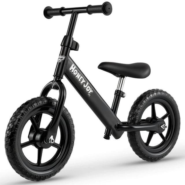 Honeyjoy 11" Lightweight Toddler Balance Bike, Tool-Free Adjustable Seat & Handlebar Black