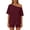 Burgundy, variant on Women's 2 Piece Outfits Off Shoulder Oversized Top and Shorts Set Solid Color Summer Loungewear for Beach Vacation