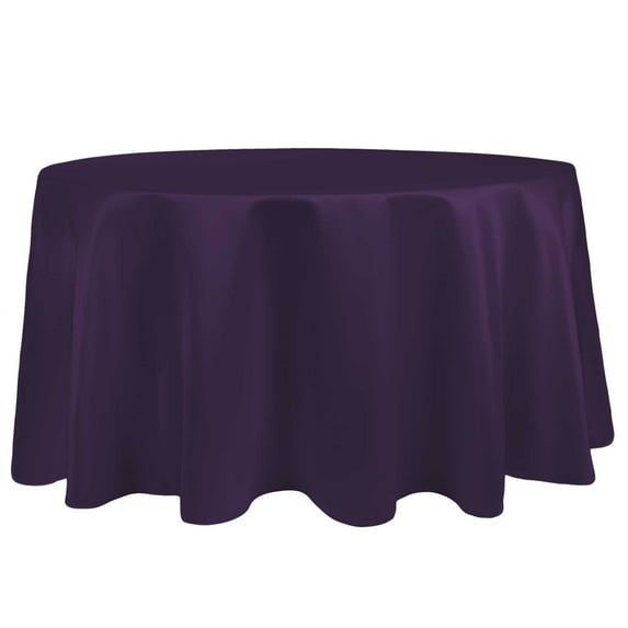 Ultimate Textile (5 Pack) Satin 96-Inch Round Tablecloth - for Wedding, Special Event or Banquet use, Plum Purple