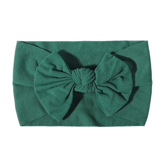 TELOLY Baby Girl Headbands 0–6 Months – Newborn Infant Soft Cotton Handmade Bow Headband, Stretchy No Mark Baby Hair Accessories Soft Cotton Green Baby Bow (Forest Green, 0-6 Month)