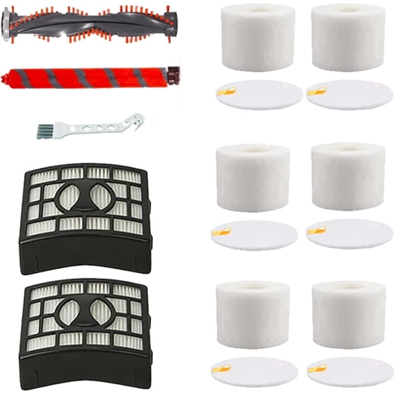 Guerkuk Soft Bristle Brushroll Roller HEPA Foam Filter Kit for Shark NV800 NV800W NV801 NV801Q NV803 UV810, 1 All-Surface   1 Soft Brushroll   2 HEPA   6 Foam   Tool, 11 Pack