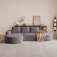 thumbnail image 4 of 109" Modern Modular Curved L-Shaped Sofa, Chenille Upholstered Sectional Couch Set with 3 Pillows,Free Combination Sofa for Living Room,Grey, 4 of 12