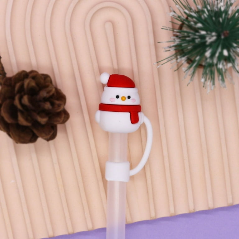 5PCS Christmas Limited Straw Covers for Stanley Cup & Starbucks Straw - 2  Size 8mm & 10mm Silicone Straw Toppers for Tumblers, Cute 3D Straw Stopper