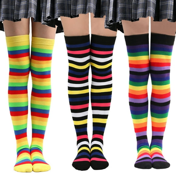 Granjero Gordo 3 pares de calcetines hasta la rodilla con cintura alta y medias largas, adecuados para juegos de rol, decoración de uso diario, 3 colores