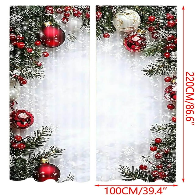 Ball Snowflake Polyester Christmas Printed Curtains Festival