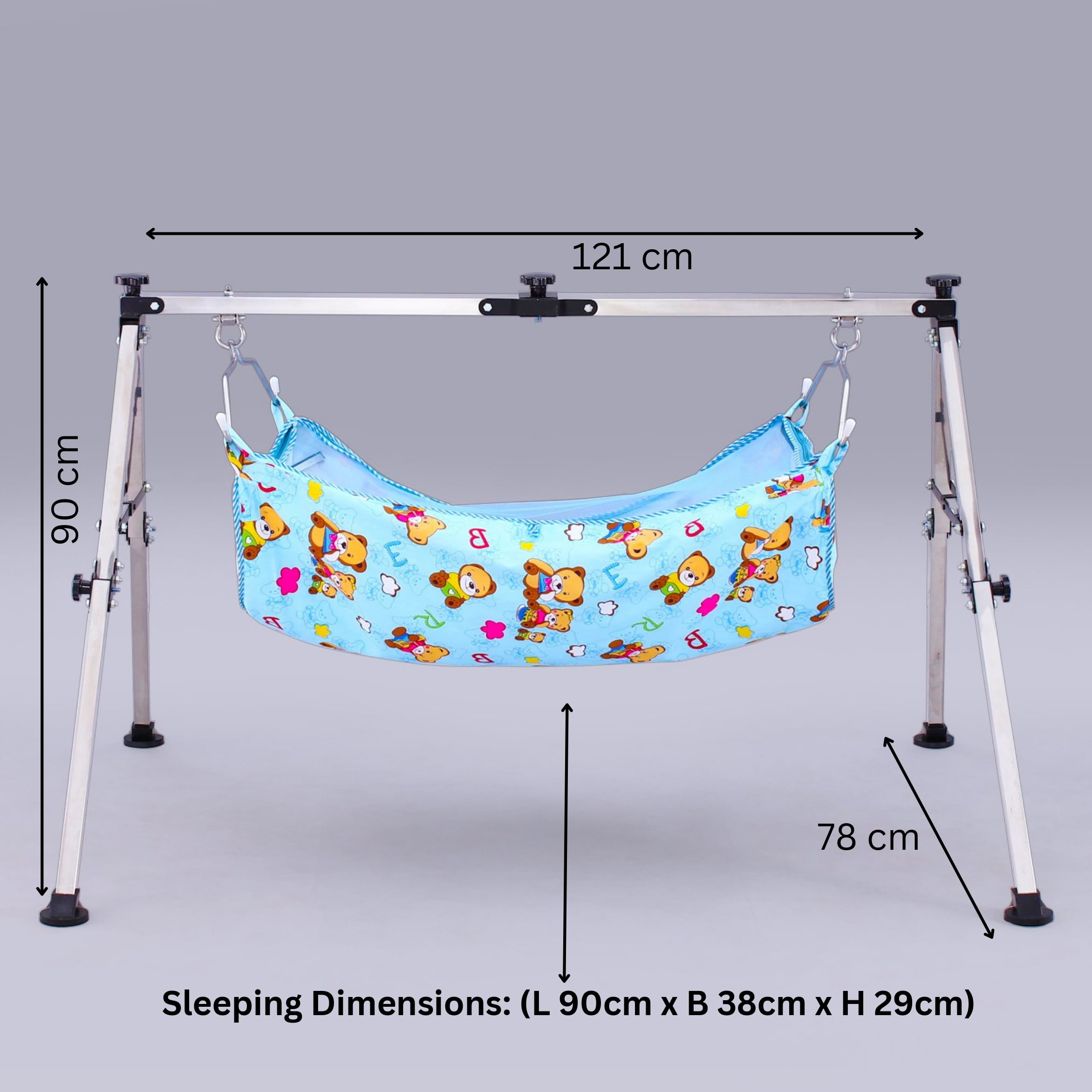 KISSATO Stainless Steel Foldable Baby, Infant Cradle with Storage Bag, Indian Style Ghodiyu, Palna