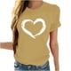 thumbnail image 2 of ICHUANYI Clearance Women Short Sleeves Crewneck Heart-shaped Print Casual Tops Blouse T-shirt(Beige, L) ICHUANYI WER2023080701574, 2 of 7